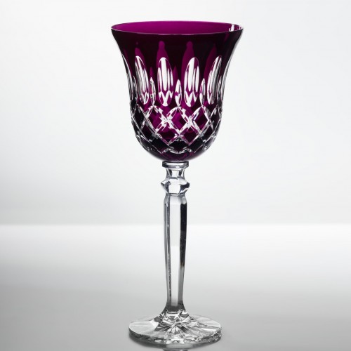 Bastille 24% Lead Crystal Purple Tall Goblet Wine Glasses, Set of 6