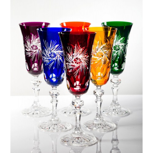 Cardinal 24% Lead Crystal Multicoloured Champagne Glasses