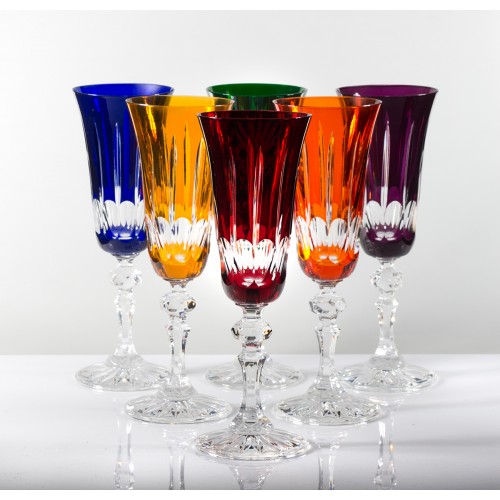 Harmony Multicoloured 24% Lead Crystal Champagne Glasses