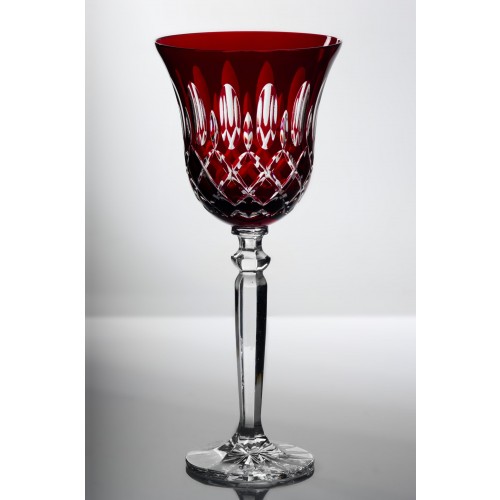 Bastille 24% Lead Crystal Ruby Tall Goblet Wine Glasses, Set of 6
