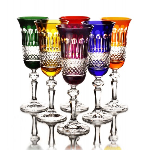Emperor Multicoloured Crystal Champagne Glasses, Set of 6