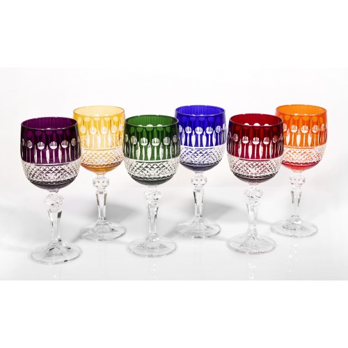 Emperor Multicoloured Crystal Wine Glasses, Set of 6