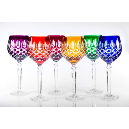 Bastille 24% Lead Crystal Multicoloured Tall Wine Glasses, Set of 6
