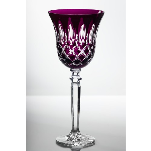 Timeless 24% Lead Crystal Purple Tall Goblet Wine Glassses, Set of 6