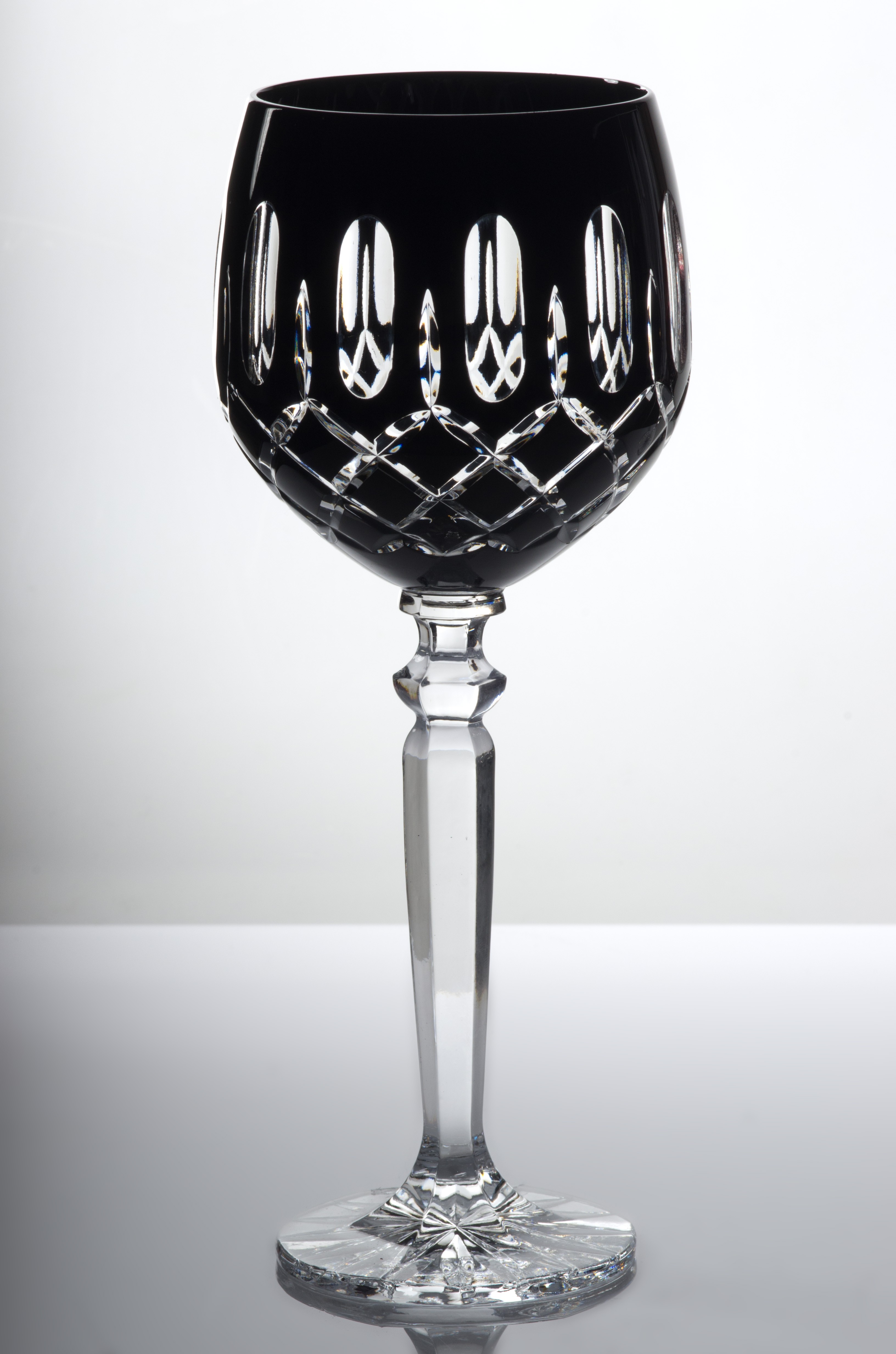 Bastille 24 Lead Crystal Black Tall Wine Glasses, Set of 6 Wine