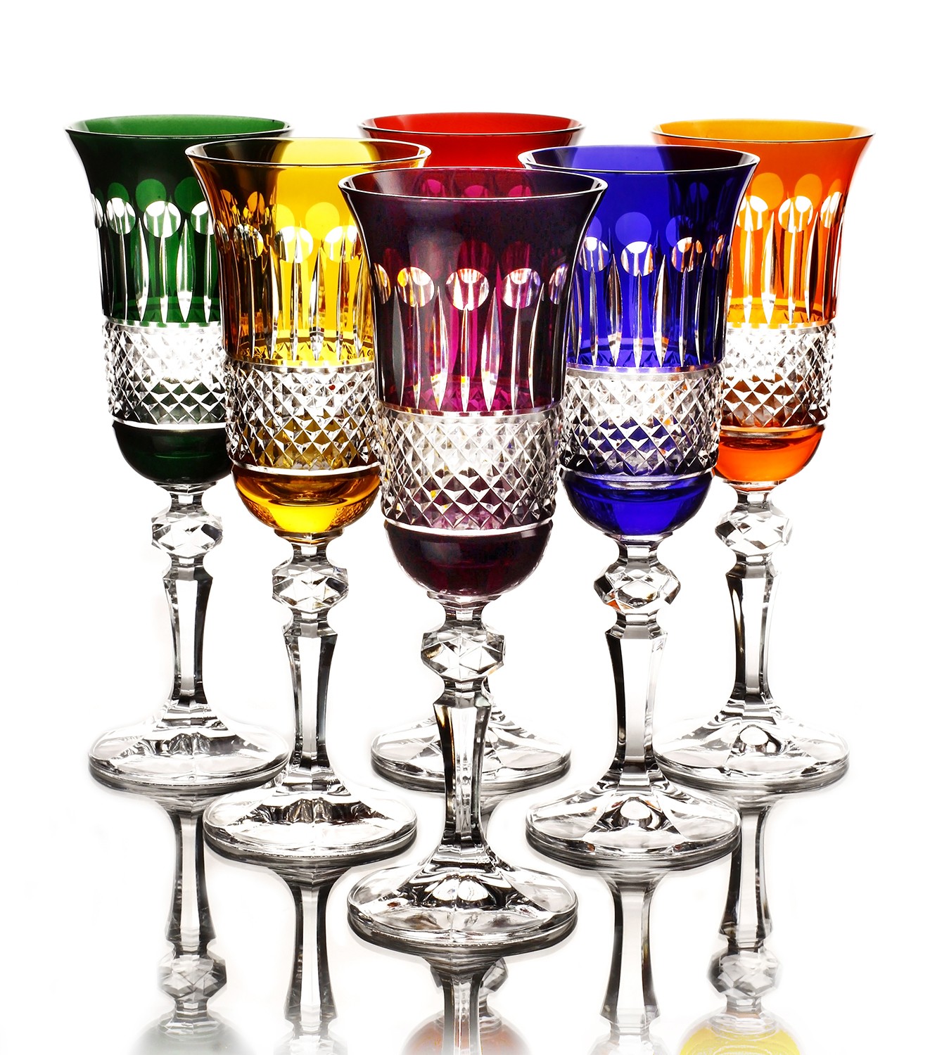 Emperor Multicoloured Crystal Champagne Glasses Set Of 6 Champagne Glasses Product Categories